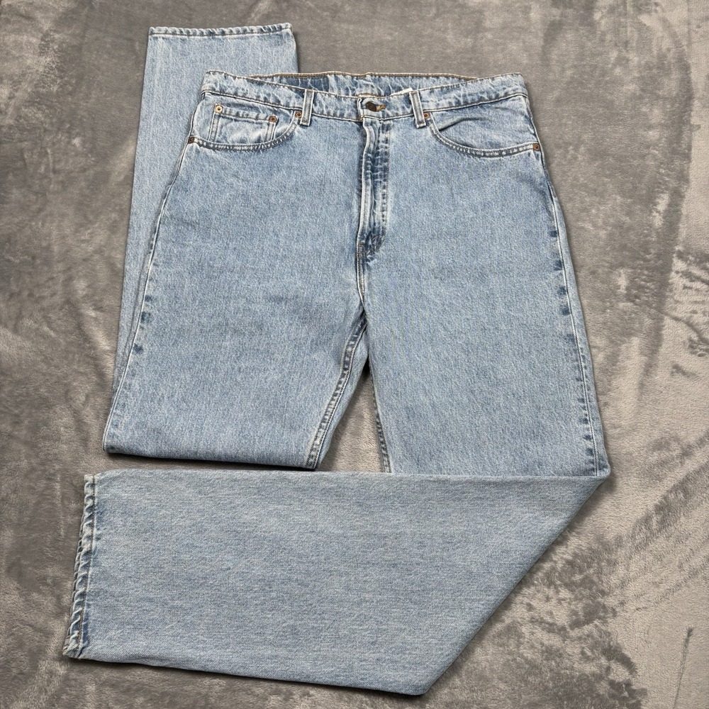 Vintage Levi's 505 36x35 Light Stonewash Made In USA Straight Leg Jeans 1997